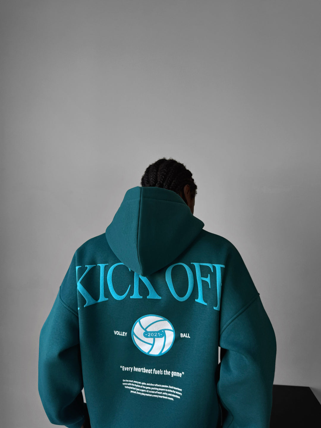 Oversize "KICK OFF" Hoodie - Sea Moss