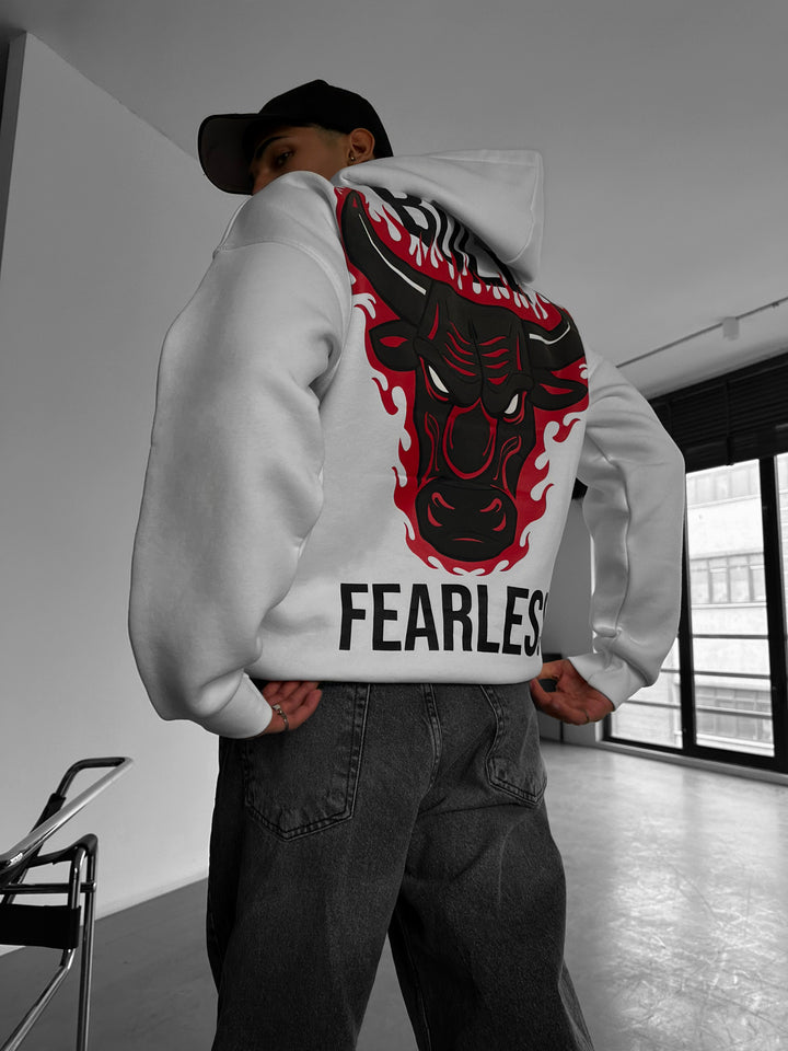 Oversize Bull Fearless Hoodie - White
