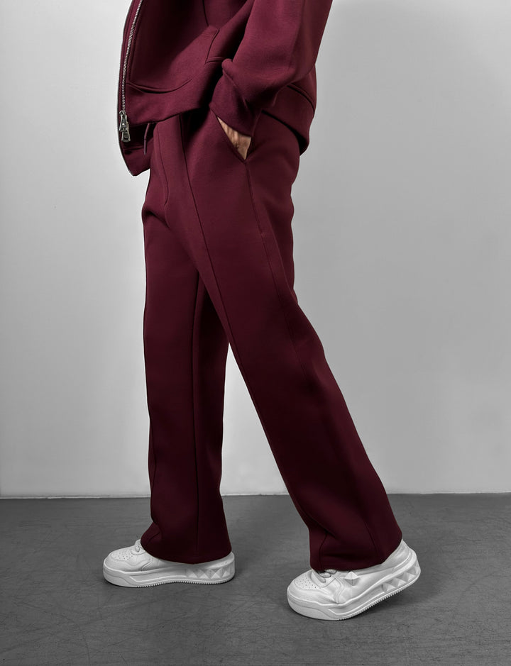 Loose Fit Seam Trousers - Bordeaux