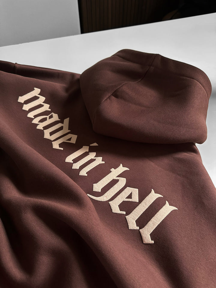 Oversize Made in Hell Hoodie - Brown