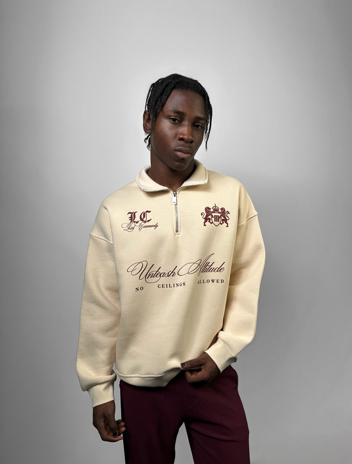 Oversize Half-Zip Local Sweatshirt - Beige