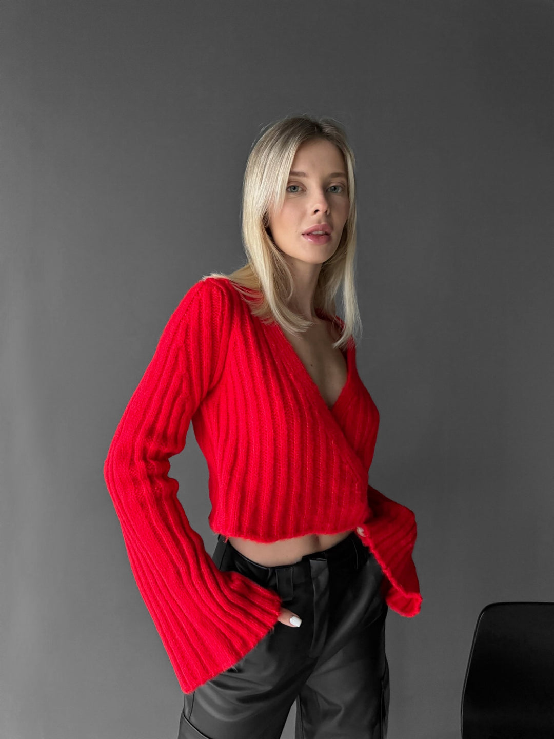Tied Knit Top - Red