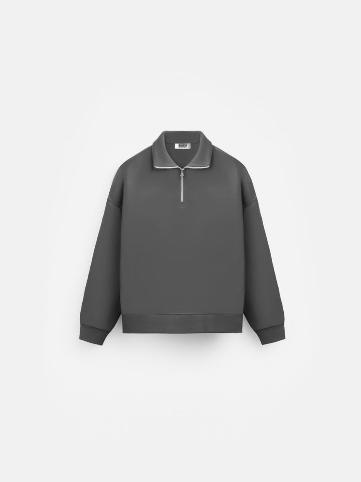 Oversize Half-Zip Polo Sweatshirt - Anthracite