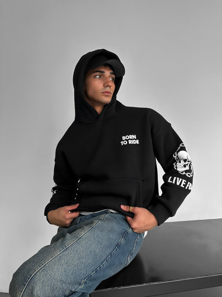 Oversize Ride to Survive Hoodie - Black