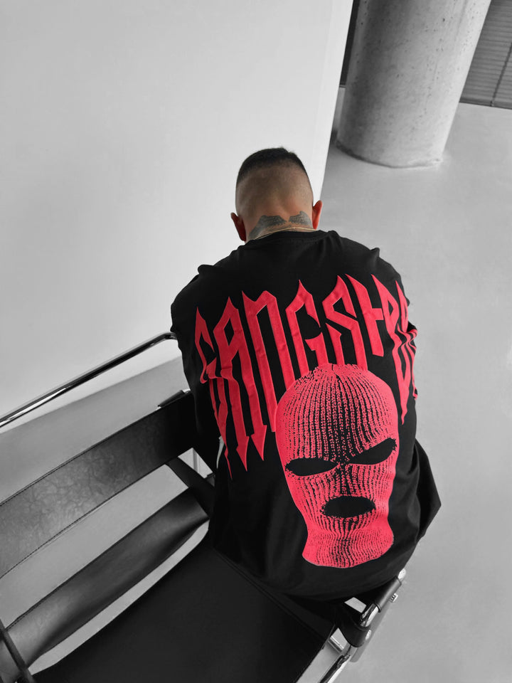 Oversize Gangster T-shirt - Black and Red