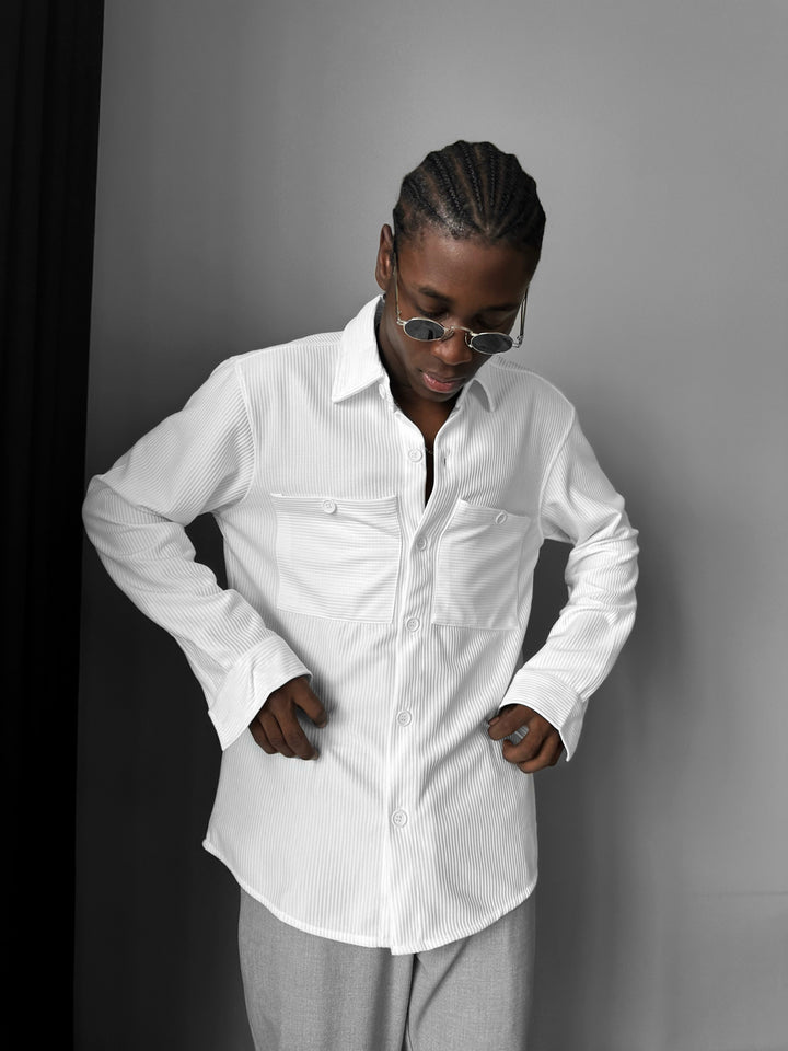 Loose Fit Double Pocket Shirt - Ecru