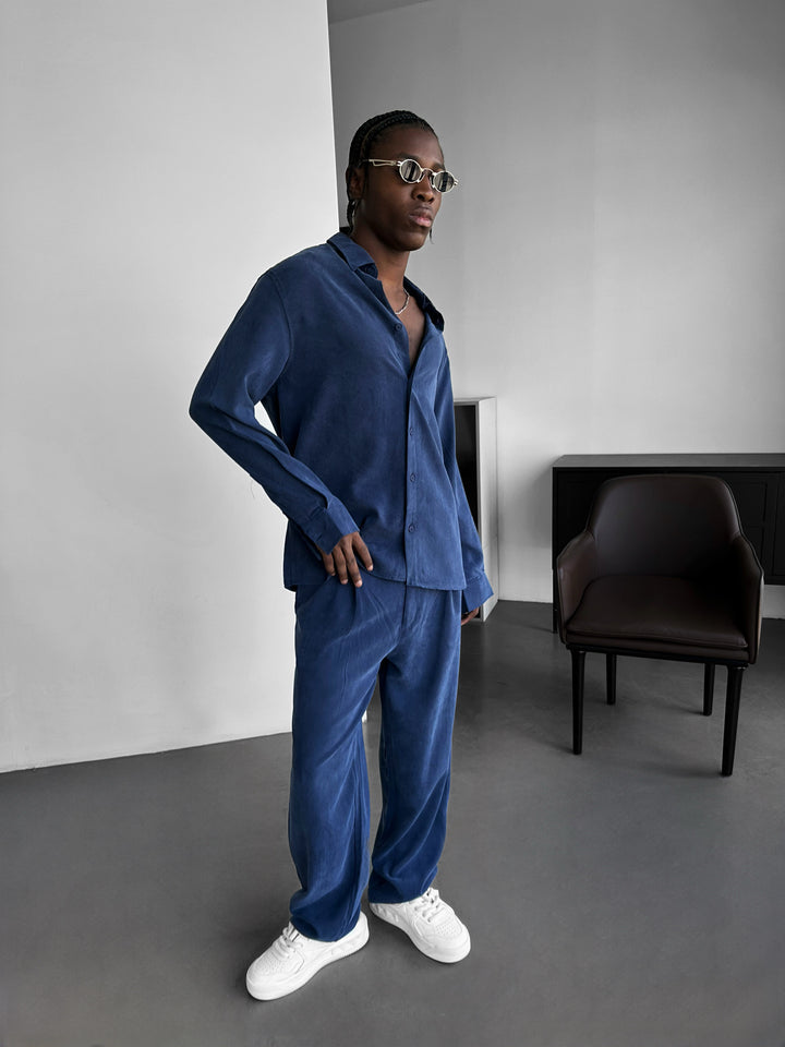 Oversize Tencel Shirt - Navy Blue