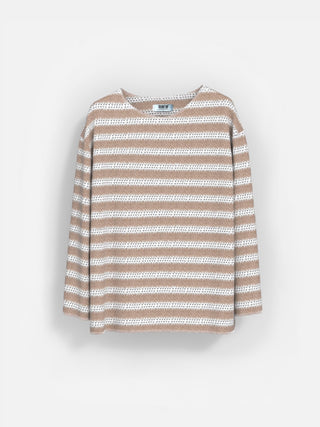 Oversize Striped Knit Sweater - Beige
