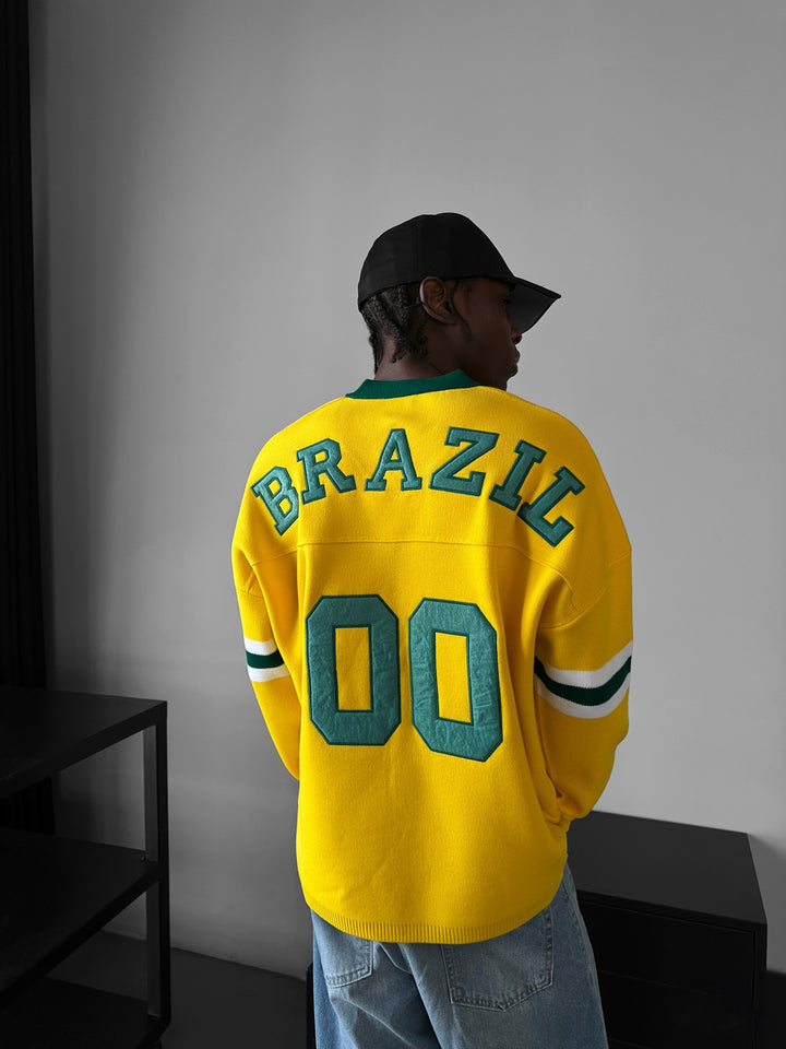 Oversize Brasil Knit Sweatshirt - Yellow