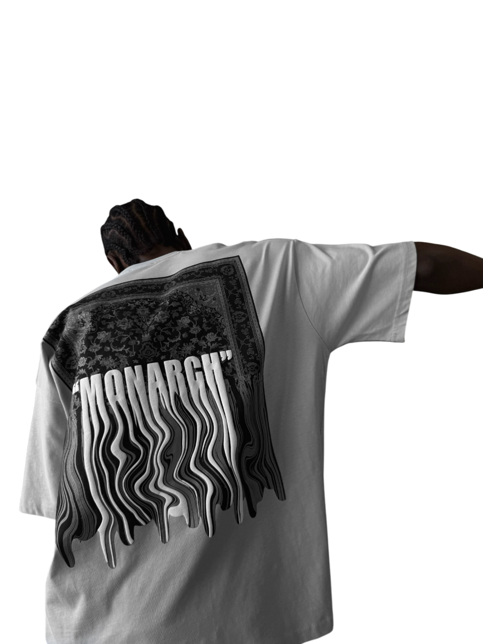 Oversize "Monarch" T-Shirt - Grey and White