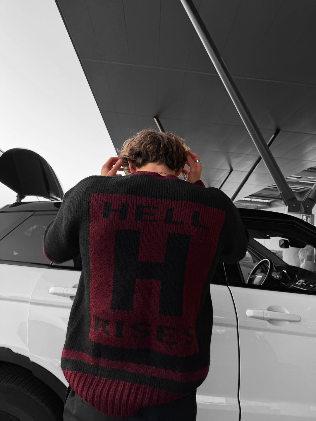 Oversize Knit Letter Sweater - Bordeaux