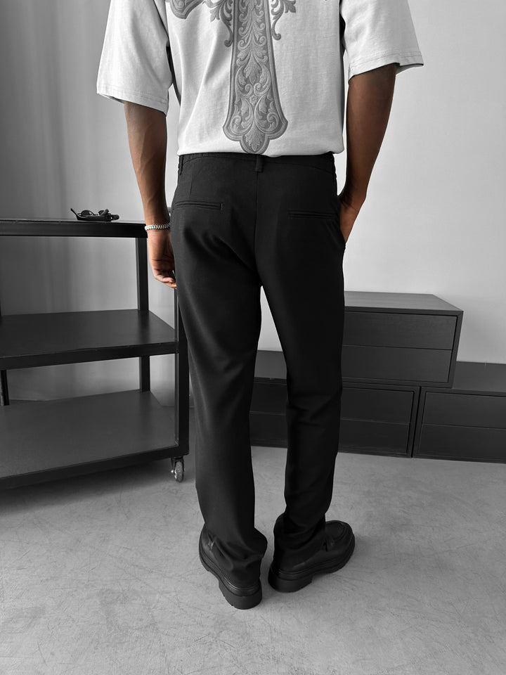 Modern Cut Casual Trousers - Black