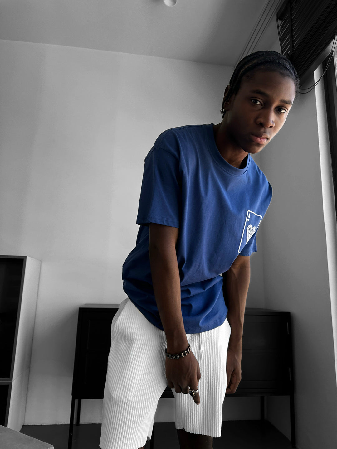 Oversize "EX" T-Shirt - Navy Peony