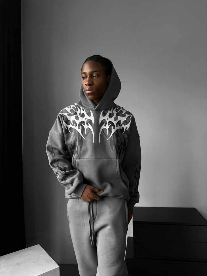Oversize Tribal Hoodie - Anthracite