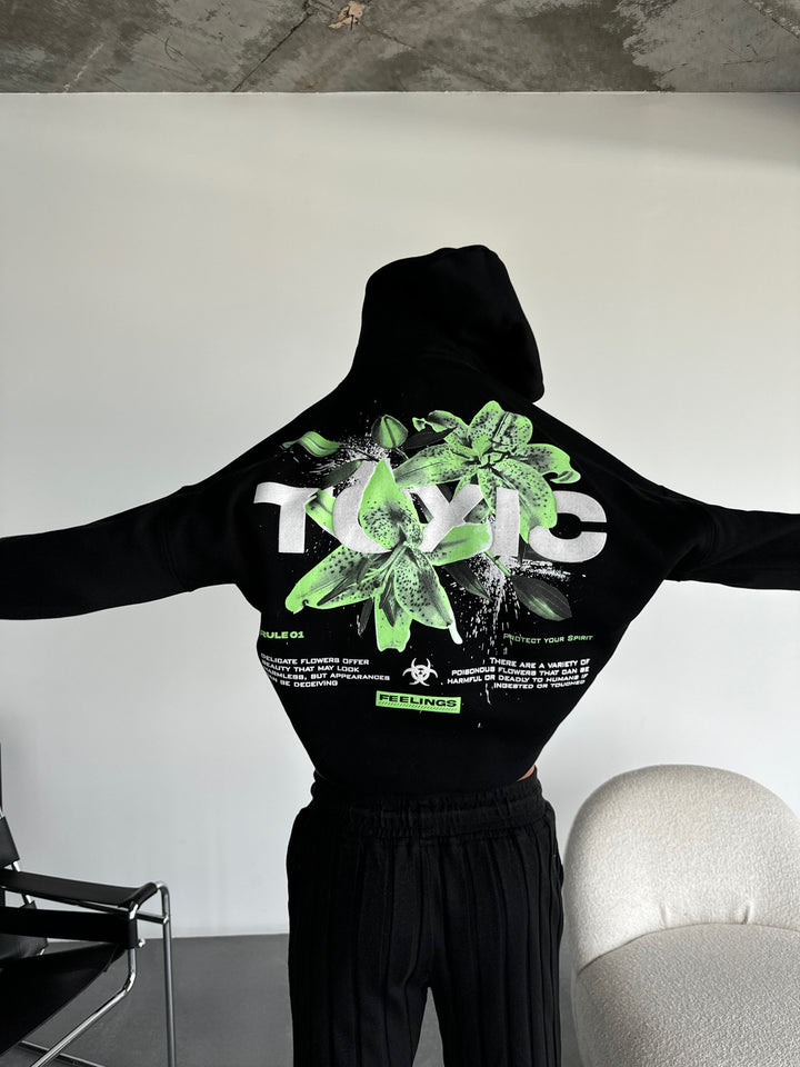 Oversize Toxic Hoodie - Black