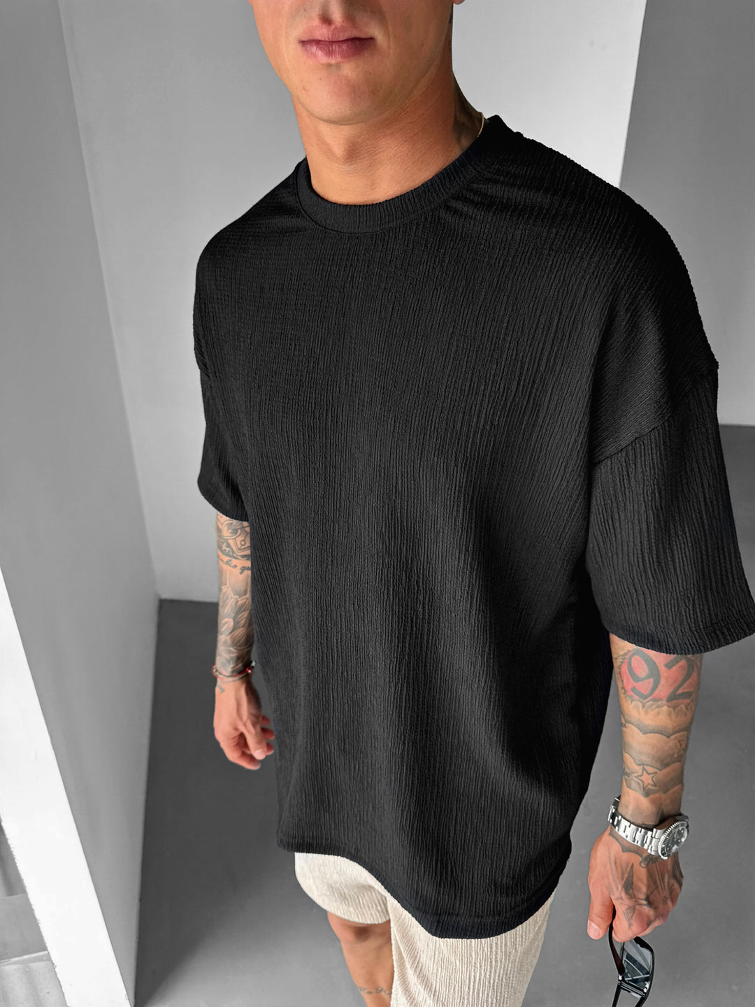 Oversize Crepe T-Shirts - Black