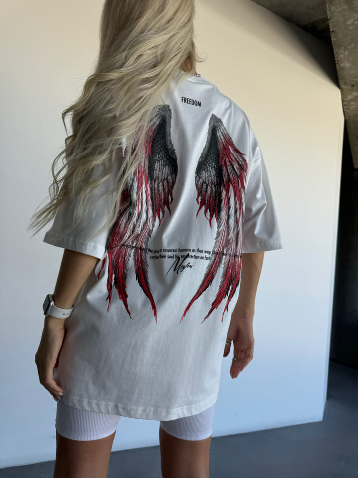 Oversize Angel Wings T-Shirt - White