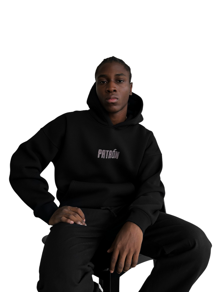 Oversize Detailed Patron Hoodie - Black and Anthracite