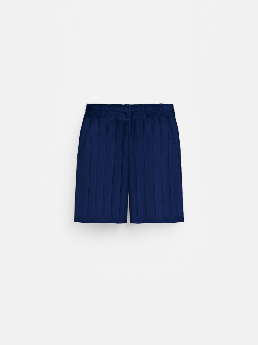 Loose Fit Wide Ribbed Shorts - Deep Blue