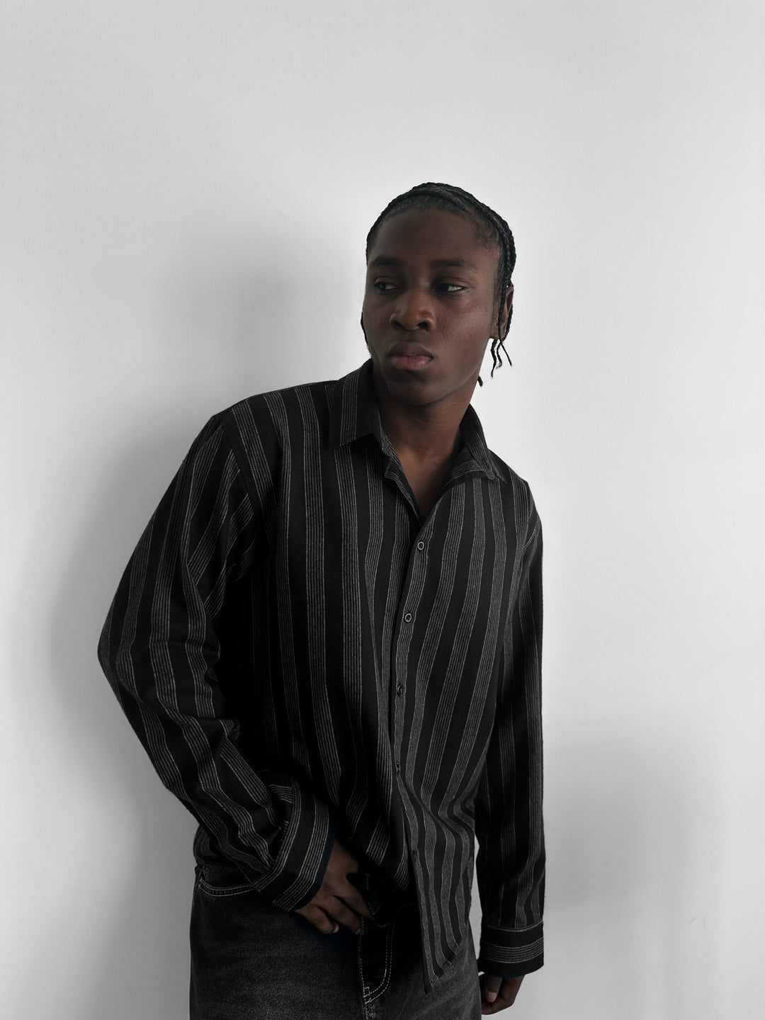 Thick Striped Winter Shirt - Grey