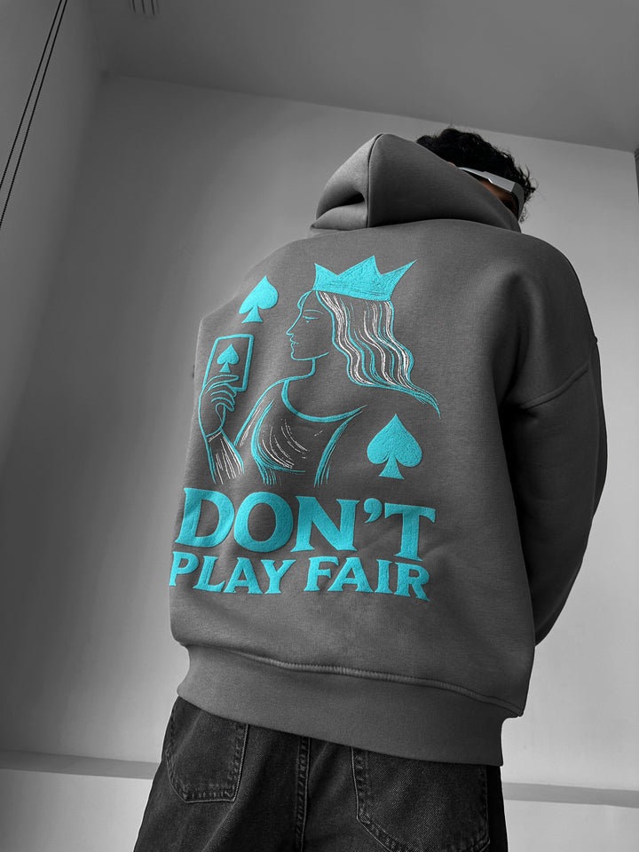 Oversize Don't Play Fair Hoodie - Anthracite