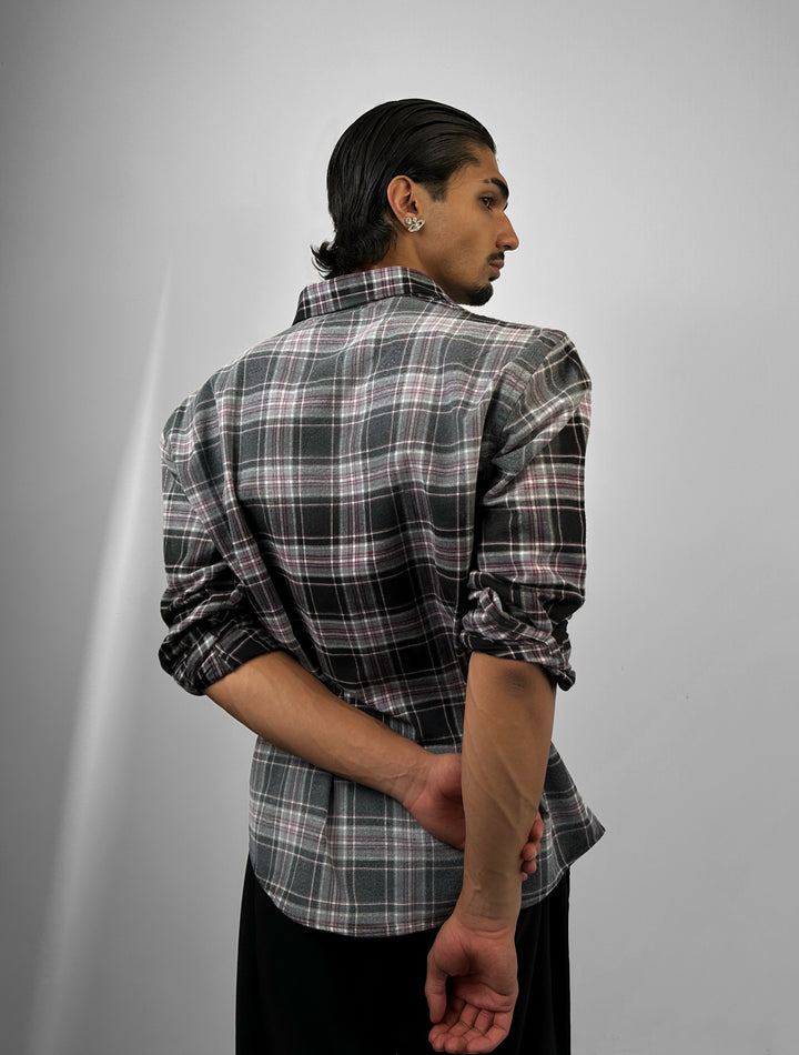 Regular Fit Contrast Plaid Shirt - Black