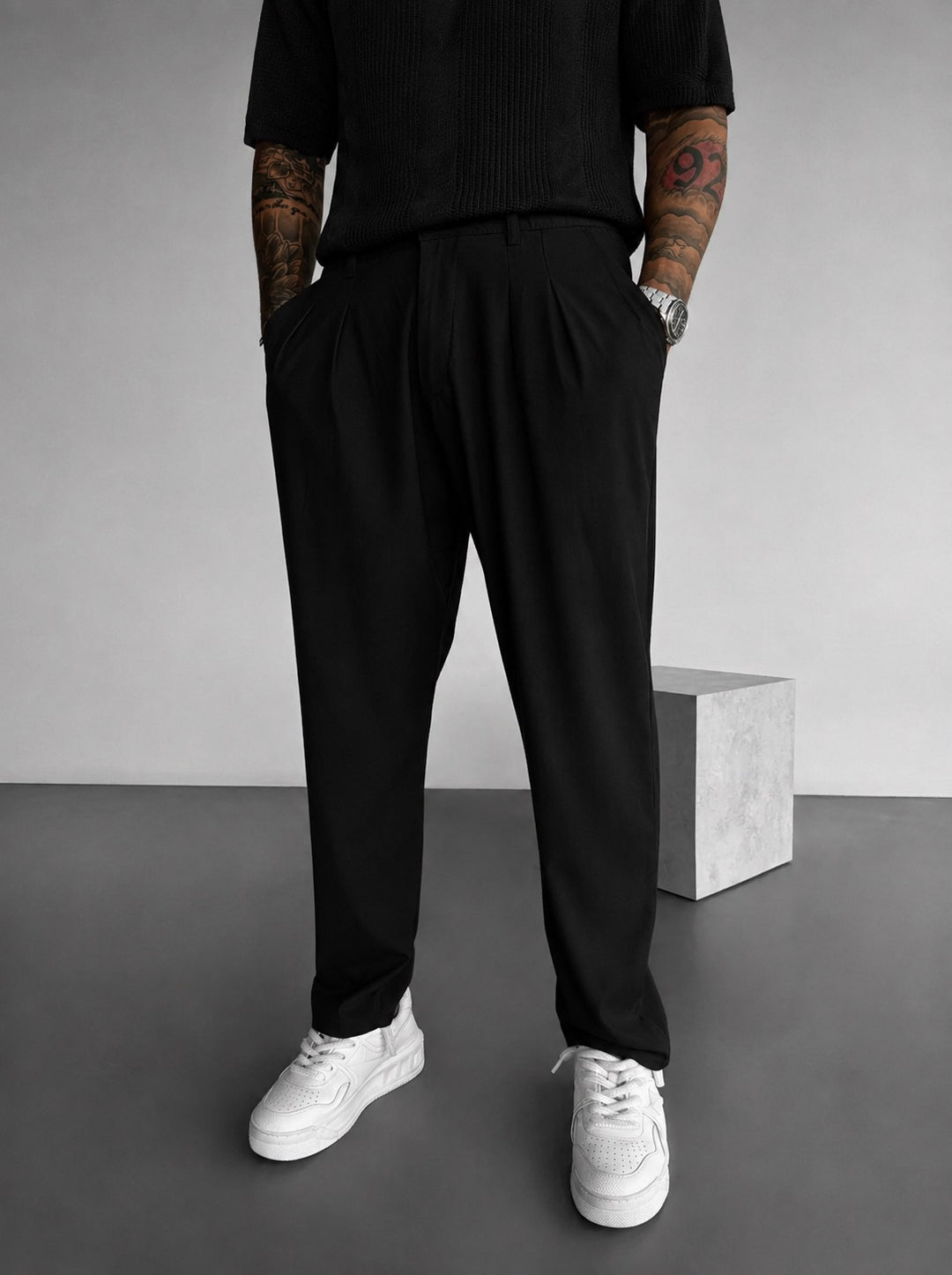 Baggy Chino Trousers - Black
