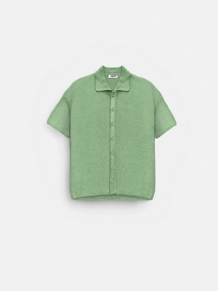 Oversize Long Knit Shirt - Quiet Green