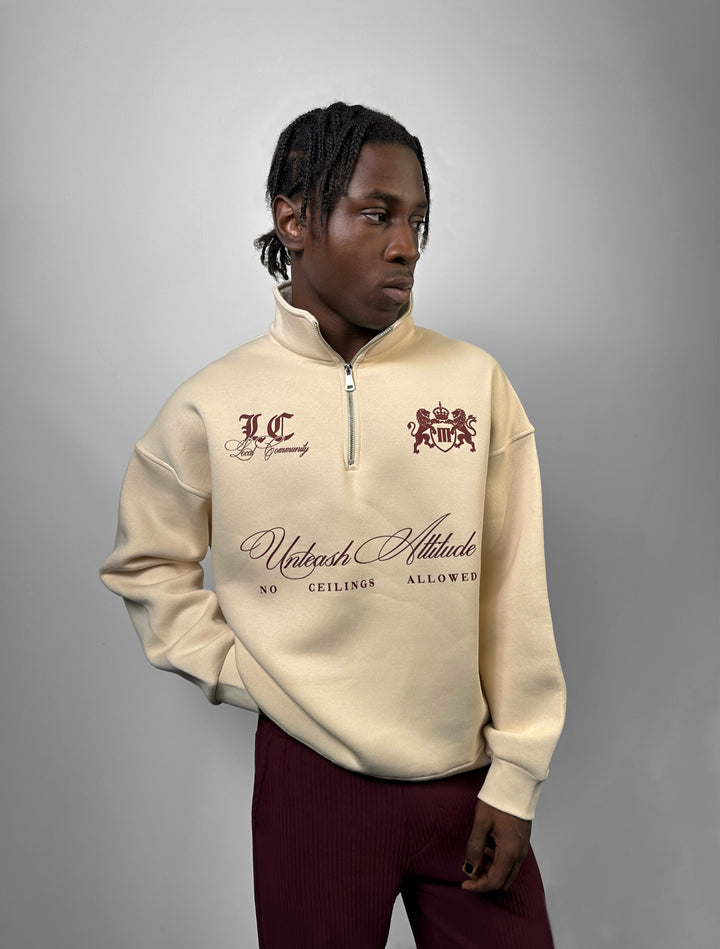 Oversize Half-Zip Local Sweatshirt - Beige
