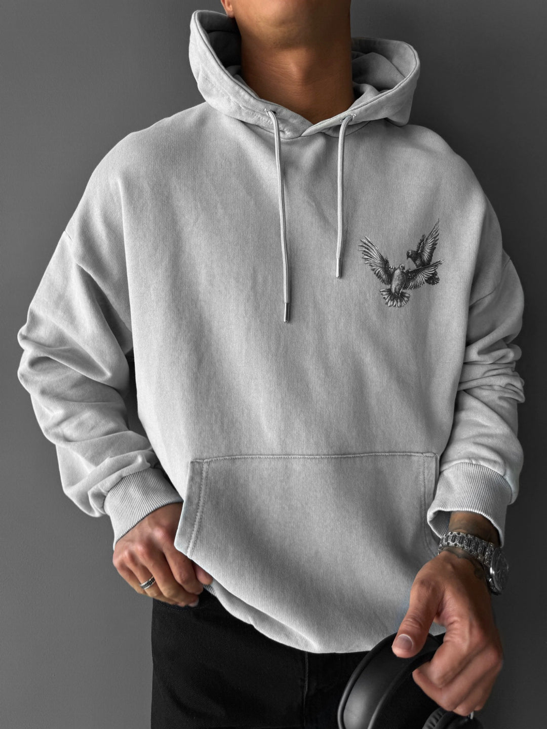 Oversize Washed Vuelo Mafioso Hoodie - Grey
