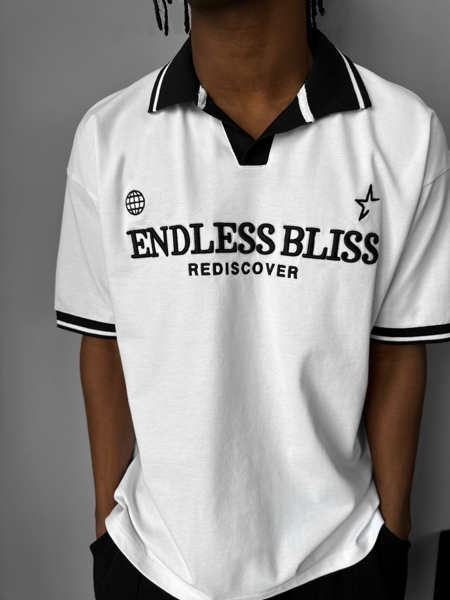 Loose Fit 'Endless Bliss' Polo T-Shirt - White – Kleidermafia