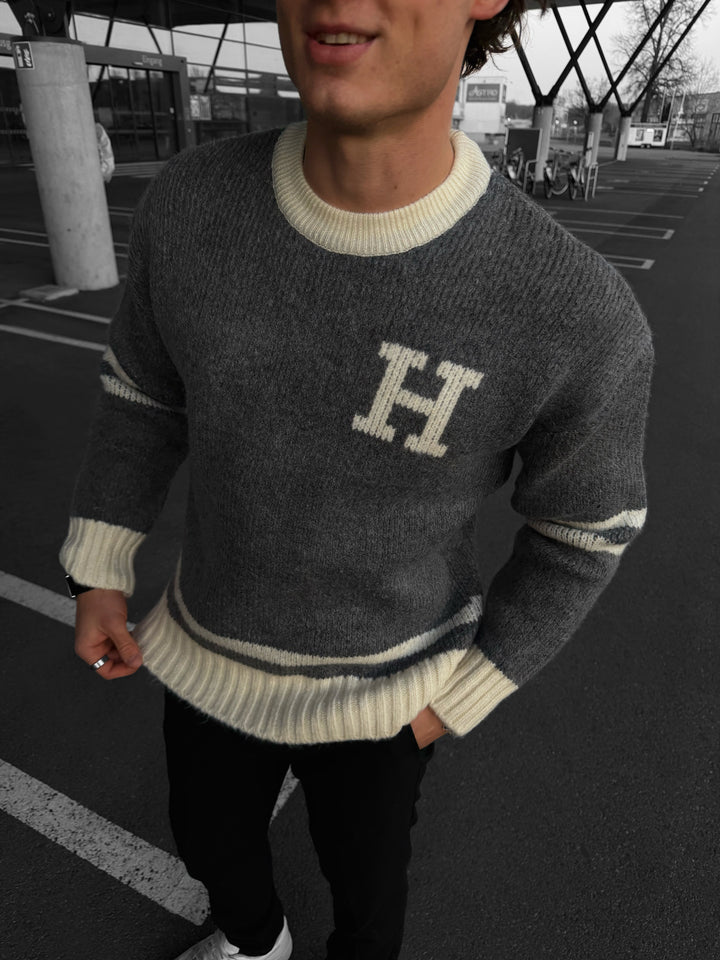 Oversize Knit Letter Sweater - Ecru