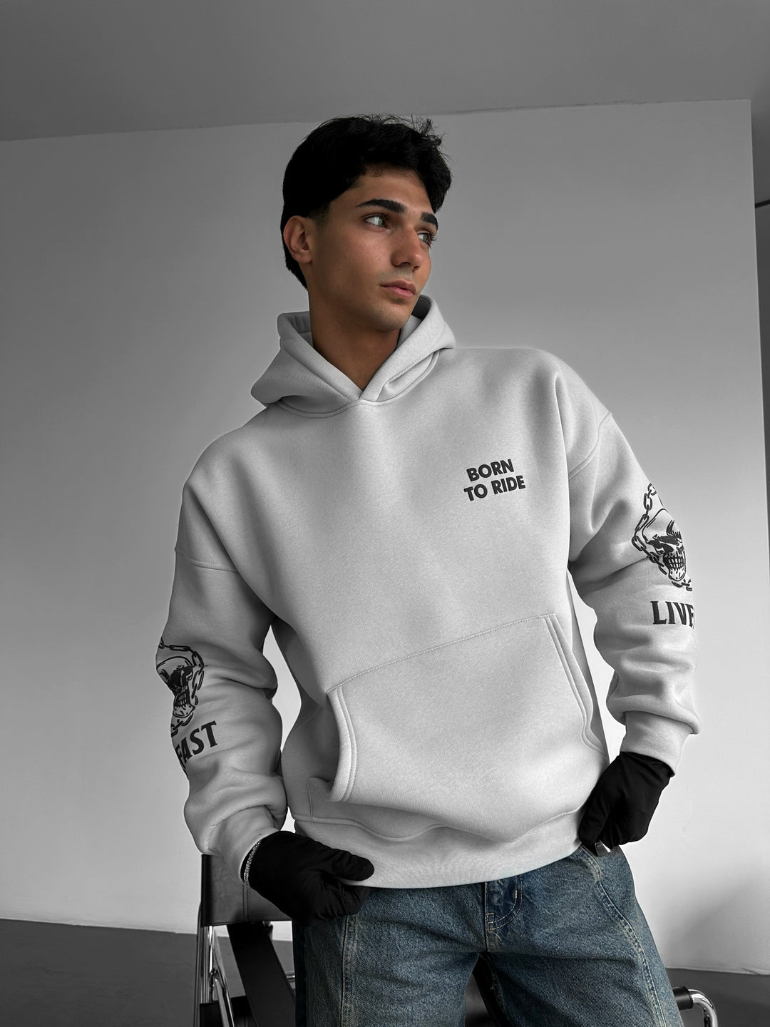 Oversize Ride to Survive Hoodie - Grey