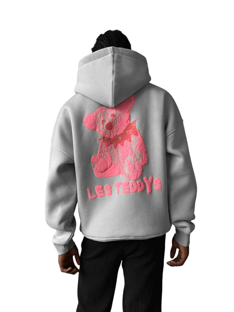 Oversize 'Les Teddys' Hoodie - Grey