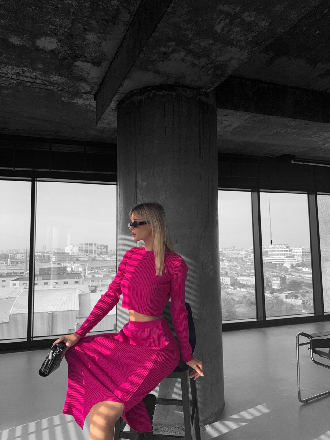 Long Knit Skirt - Bubblegum