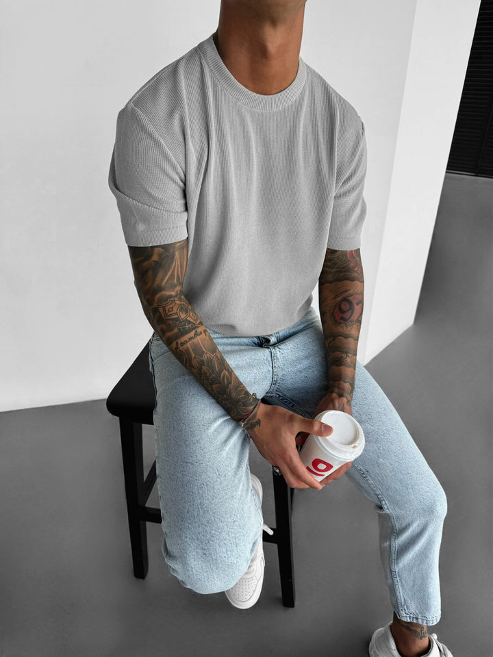 Oversize Knit T-Shirt - Grey