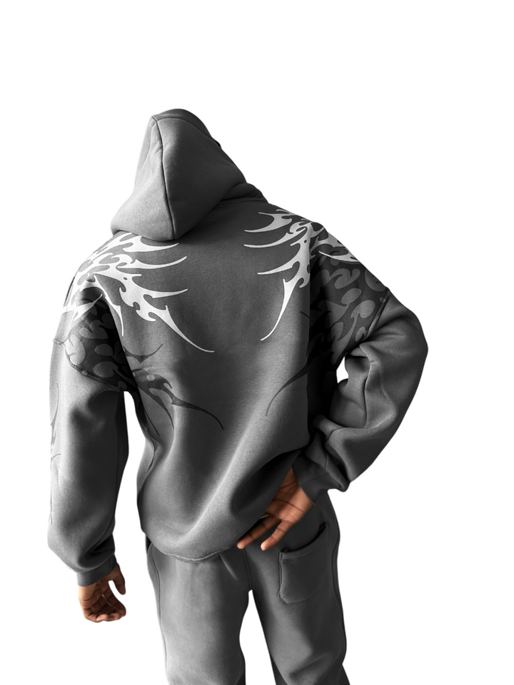 Oversize Tribal Hoodie - Anthracite