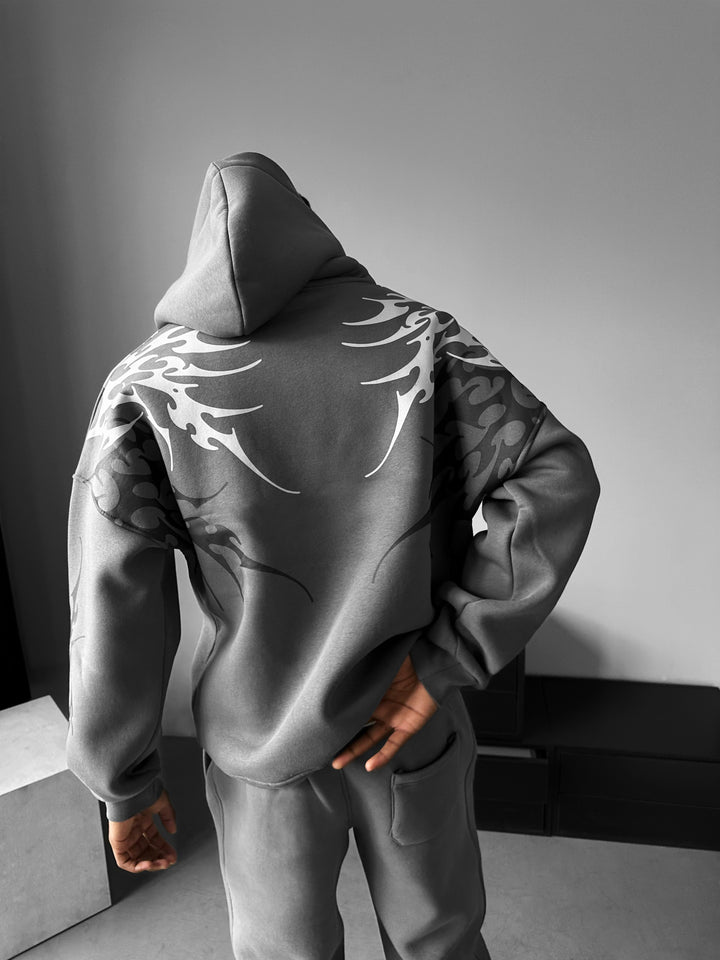 Oversize Tribal Hoodie - Anthracite