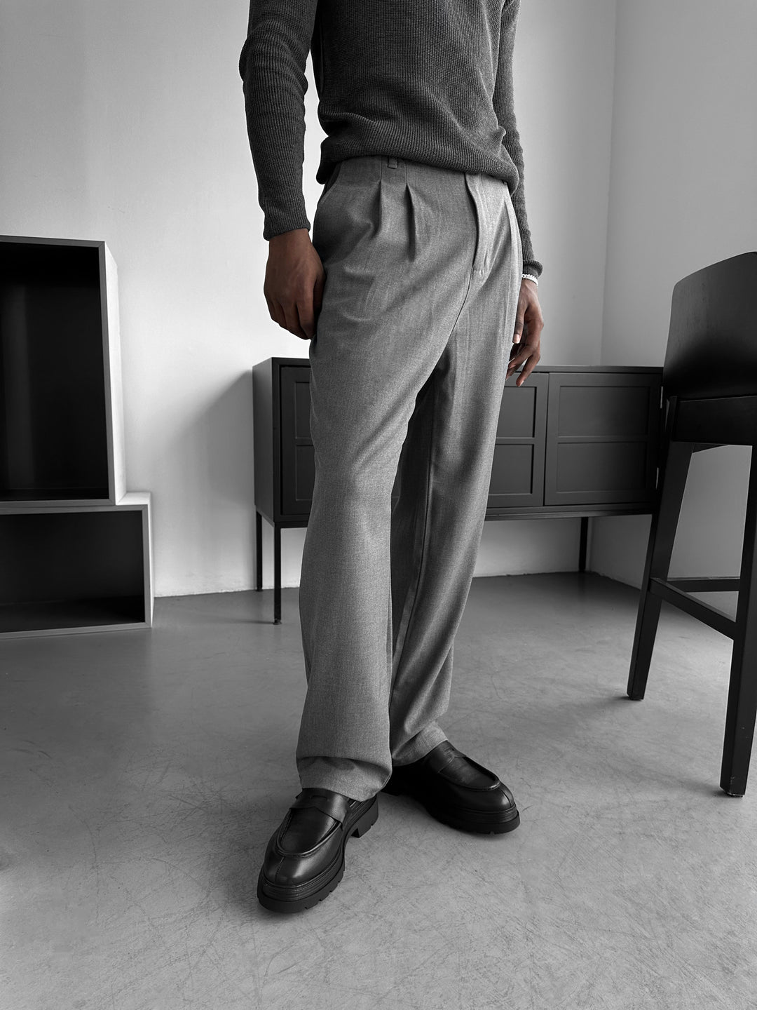 Baggy Chino Trousers - Anthracite