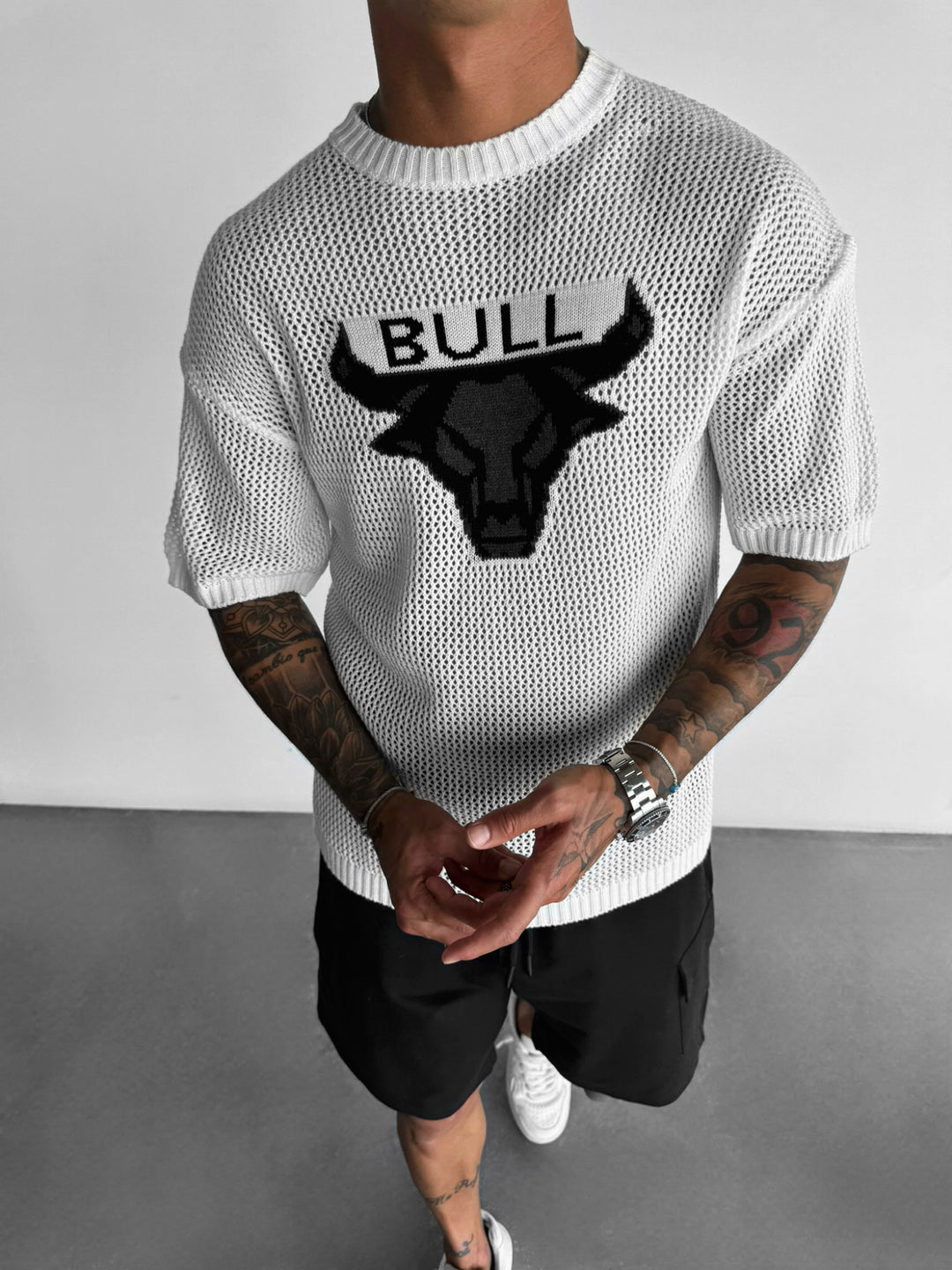 Oversize Bull Knit T-Shirt- Ecru