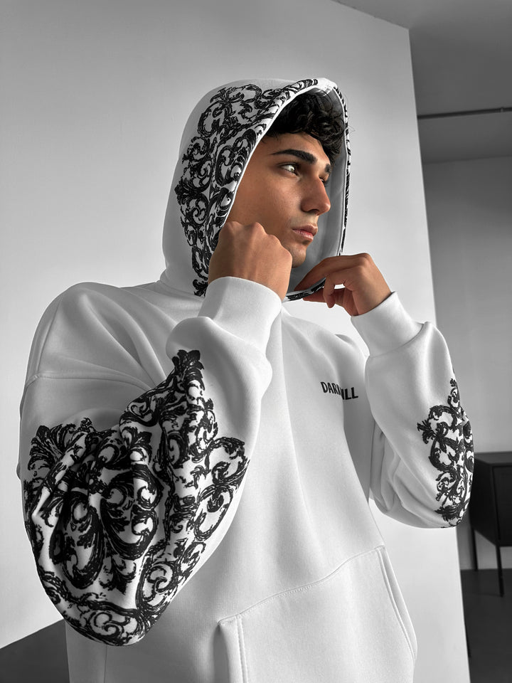 Oversize Carpet Pattern Hoodie - White