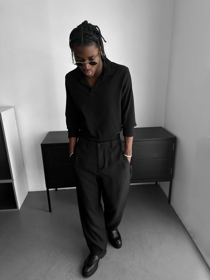 Loose Fit Comfort Trousers - Black