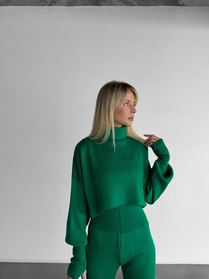 Crop Collar Sweater - Green