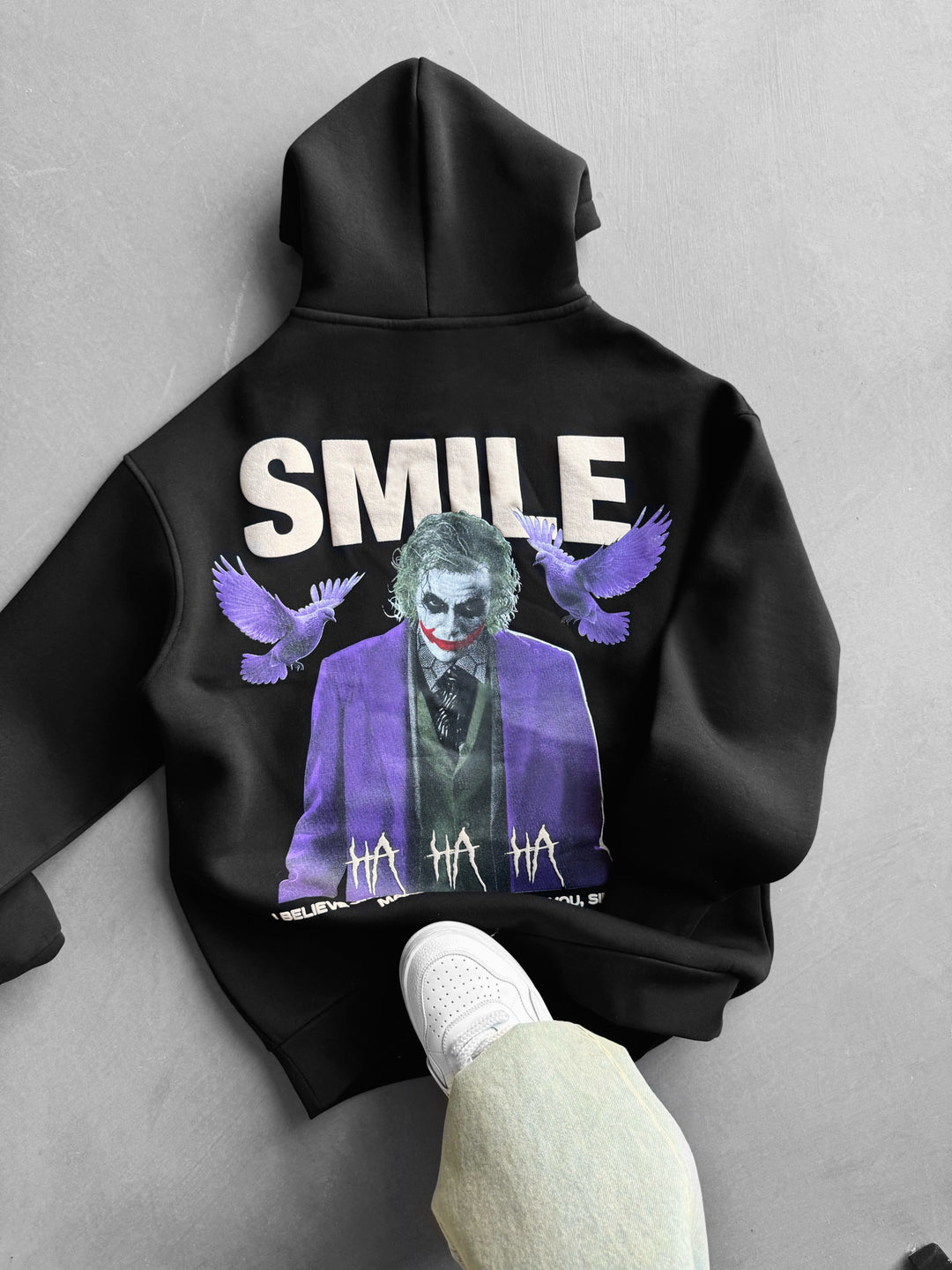 Oversize Smile Hoodie - Black