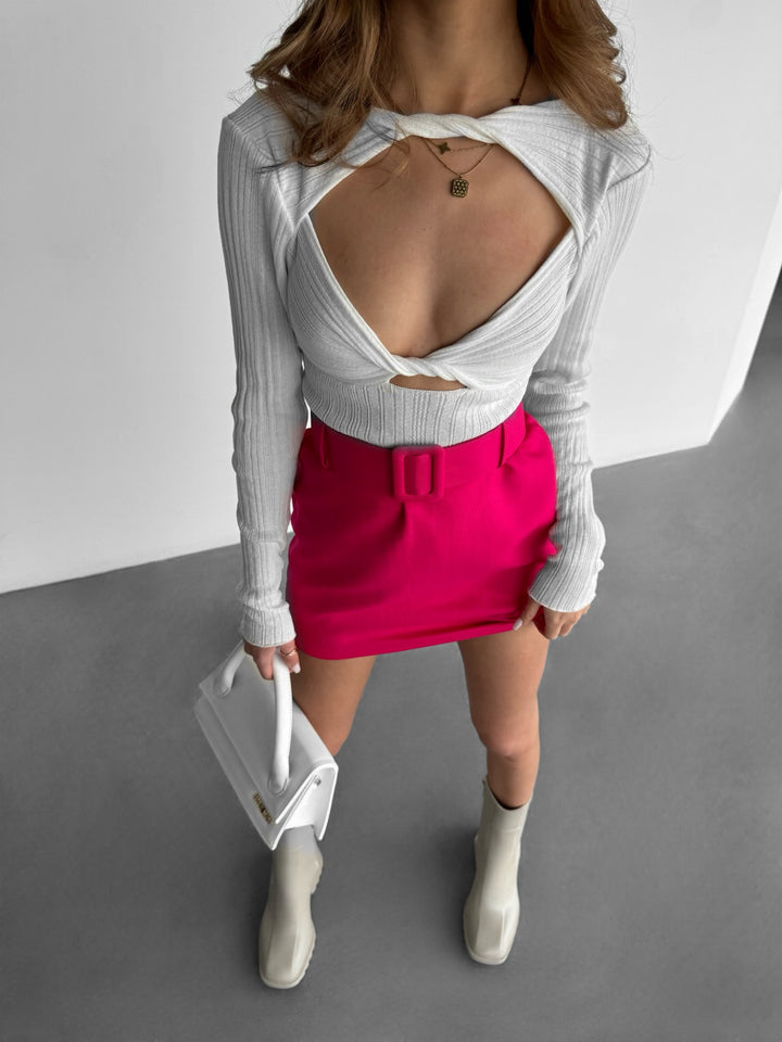 Mini Skirt with Belt - Fuchsia