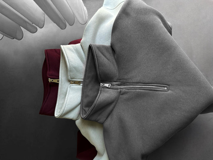Oversize Half-Zip Polo Sweatshirt - Anthracite