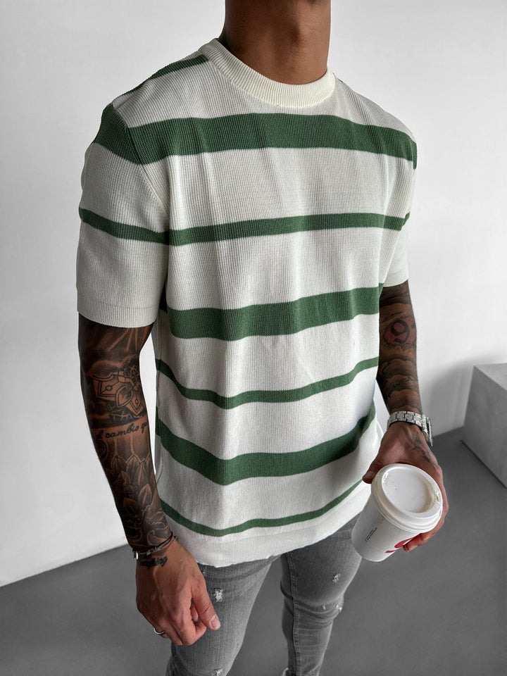 Knit Striped T-shirt - Green