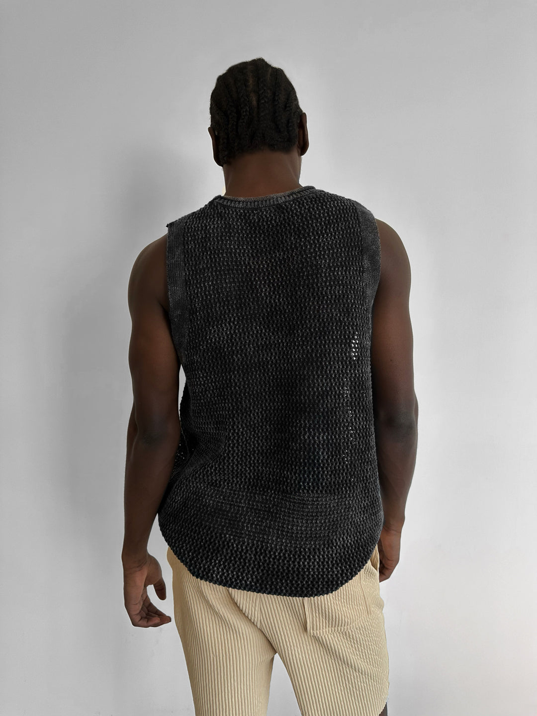 Oversize Washed Knit Tanktop - Black
