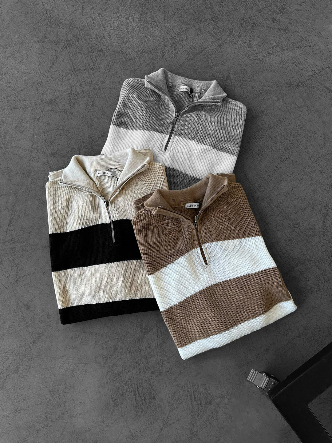 Regular Striped Knit T-shirt - Camel