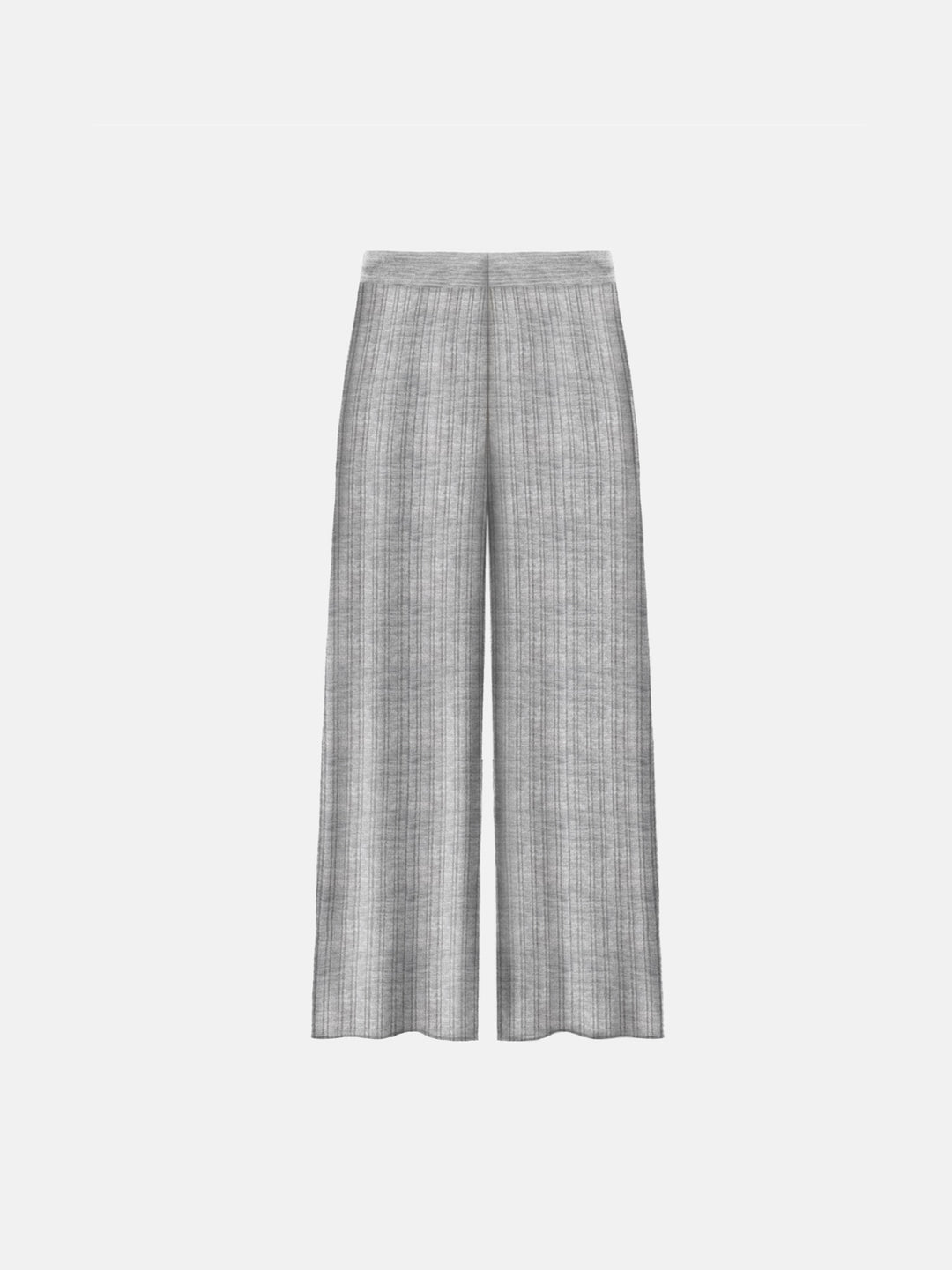 Wide Leg Knit Trousers - Grey